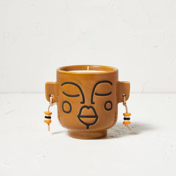 10.5oz Lemon Verbena and Geranium Ceramic Face Candle Yellow - Opalhouse™ designed with Jungalo... | Target