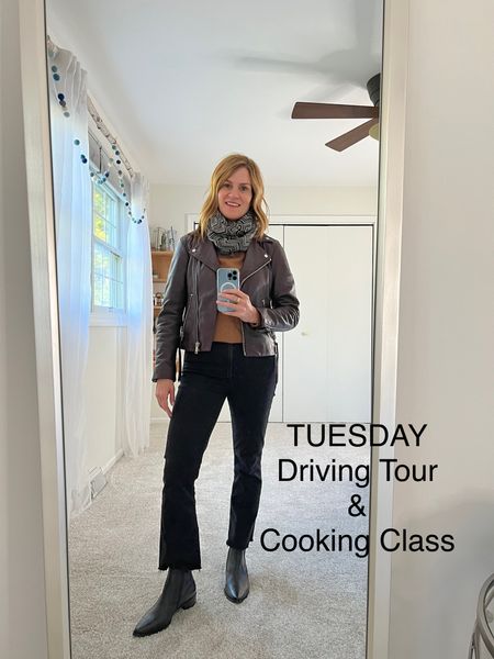 What to wear in Paris for a private driving tour and cooking class.

This outfit is tried and true, with these booties being the utmost comfortable pair I could find.

My leather jacket is from last year, other colors available this year (can’t go wrong with black).

Leather jacket: 6
Sweater: S
Denim: 28
Booties: 9



#LTKshoecrush #LTKtravel #LTKstyletip