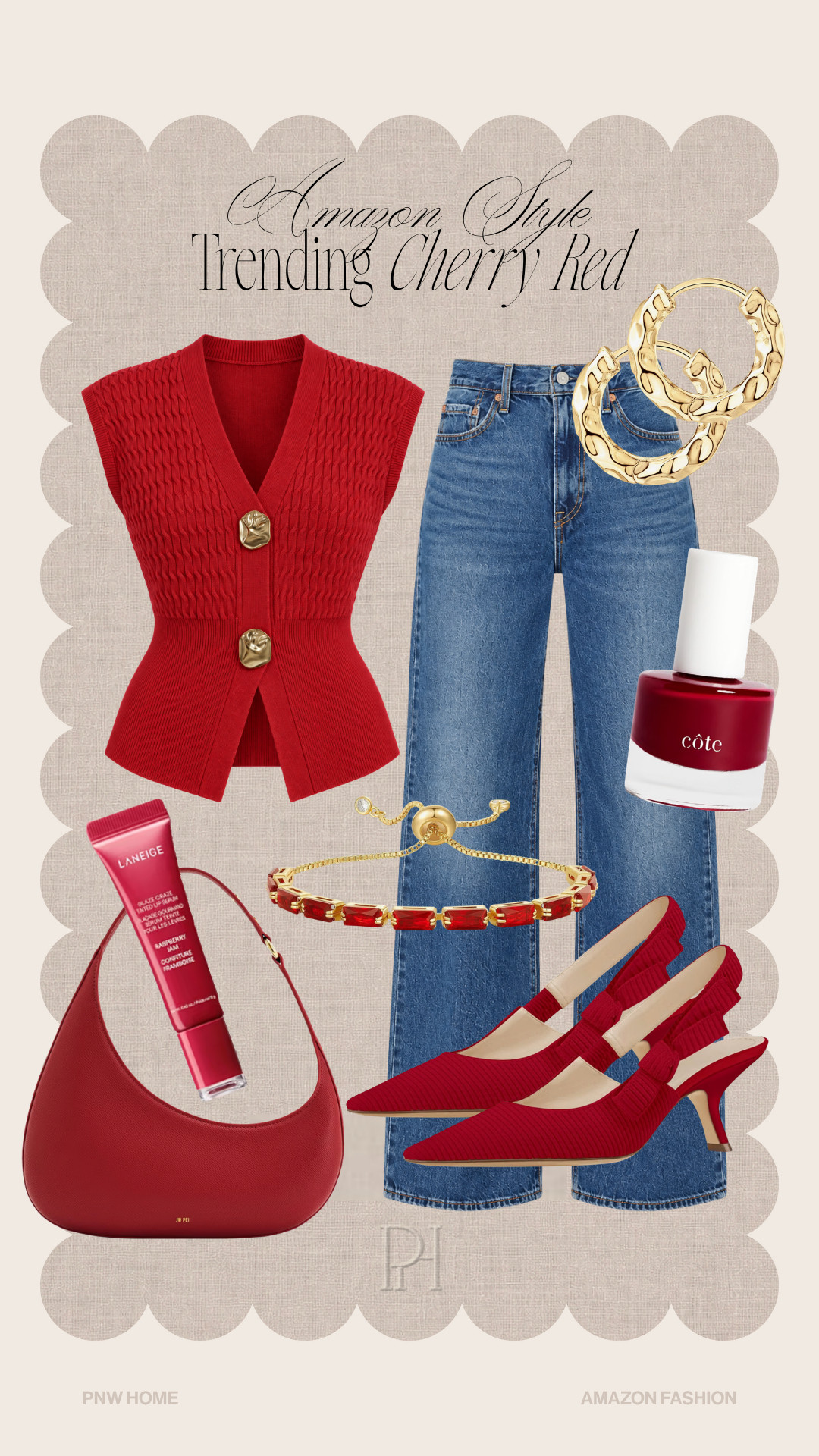 Cherry style favorites on Amazon!

fall fashion, fall style, fall looks, fall outfit, sweater vest, wide leg jeans, dark wash jeans, straight leg jeans, cherry red heels, sleeveless sweater, gold hoop earrings, ruby bracelet, red handbag, purser, lip balm, lip gloss, cherry red nail polish 

 #LTKgrwm #LTKootd #LTKSeasonal