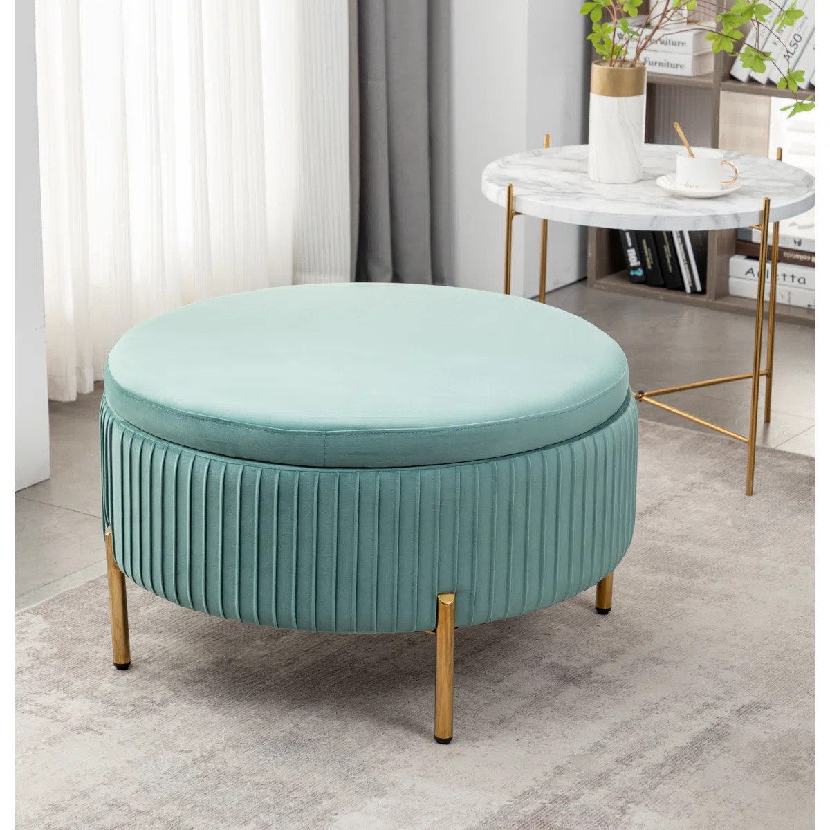 Mariantonietta Upholstered Round Storage Ottoman | Wayfair North America