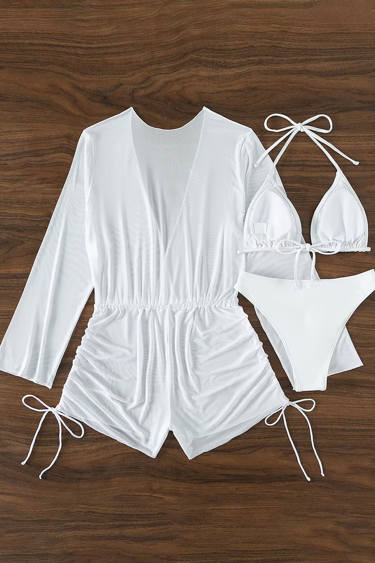 Sheer Mesh Cover-Up Romper & Bikini Set - 3 pack | Cupshe US