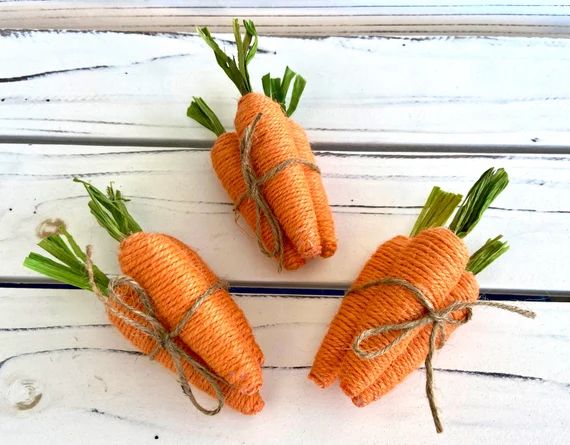 Easter Jute Carrots tied with Twine - 3 Bunches of 3 for Wreaths, Farmhouse Decor, Table Decor, B... | Etsy (US)