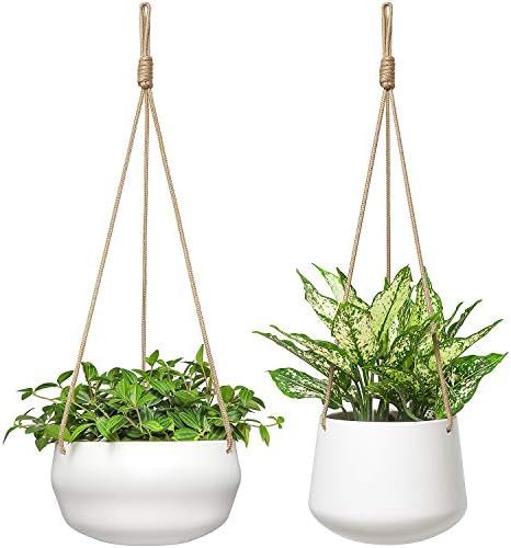 Mkono Ceramic Hanging Planter of Shallow 8 Inch and Deep 6 Inch for Indoor Outdoor Plants, Set of... | Amazon (US)