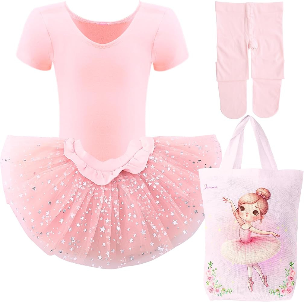 Dancina Girls and Toddlers Ballet Outfit Set - Cotton Leotard with Sparkle Tutu and Matching Danc... | Amazon (US)