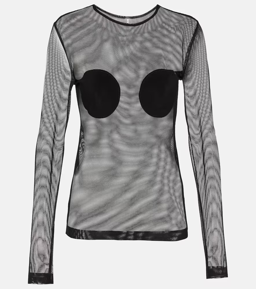 Norma Kamali Applique sheer mesh top | Mytheresa (UK)