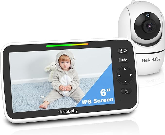 HelloBaby 6'' World First IPS 30H Battery Split-Screen Video Baby Monitor with Camera and Audio, ... | Amazon (US)