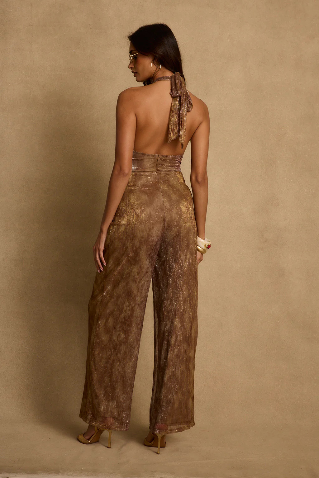 Marcos Bronze Lurex Jumpsuit | 12th Tribe | 12th Tribe