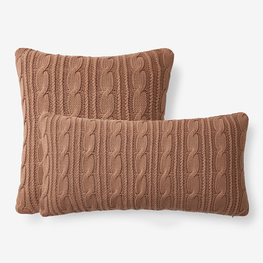 Chunky Cable Knit Decorative Pillow Cover - Pink/Purple, Size Sq 20, Cotton | The Company Store | The Company Store