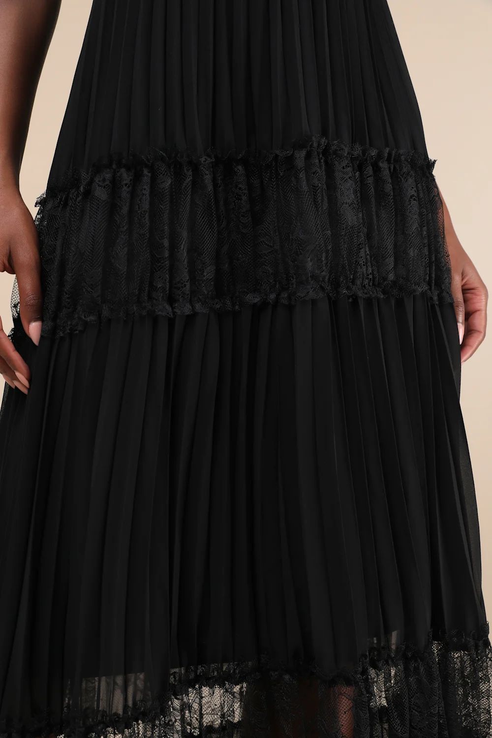 Stunning RSVP Black Pleated Lace Sleeveless Bustier Maxi Dress | Lulus