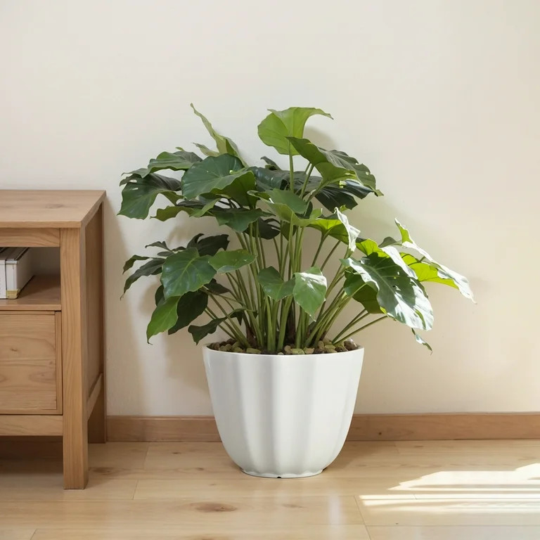 Mainstays Cream Poppy Recycled Resin Planter, 12in x 12in x 9.4in - Walmart.com | Walmart (US)