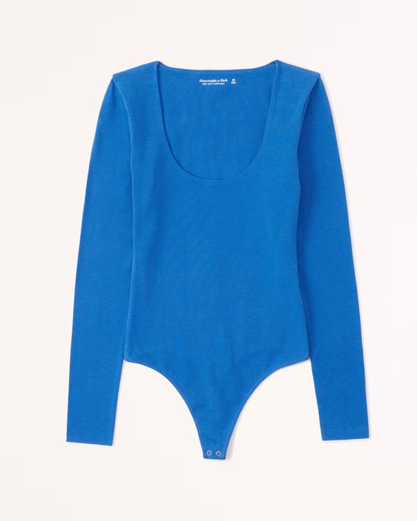 Long-Sleeve Cotton Seamless Fabric Scoopneck Bodysuit | Abercrombie & Fitch (US)