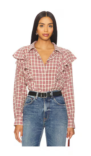 Dru Ruffle Front Blouse | Revolve Clothing (Global)