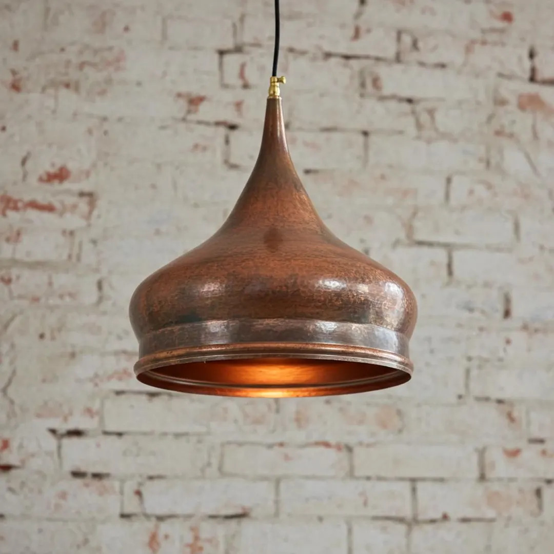 Copper Onion Dome Pendant Light – Handmade Rustic Copper Ceiling Fixture Kitchen Island | Etsy (US)