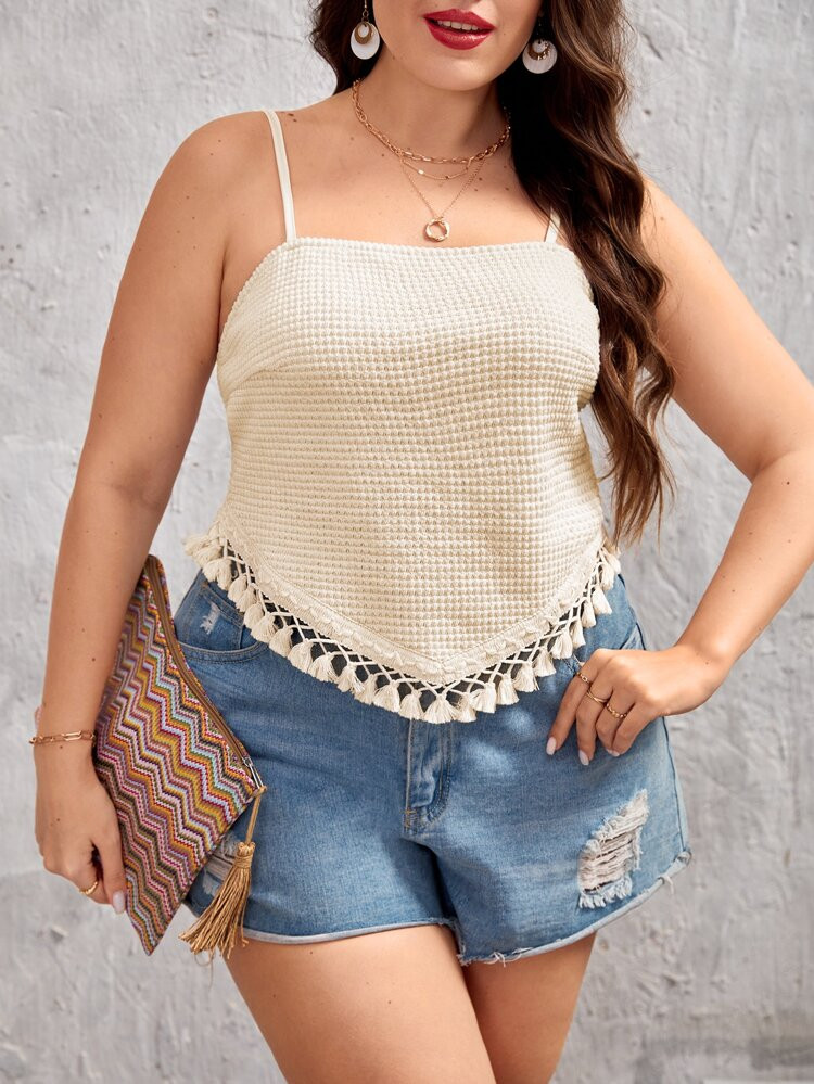 SHEIN VCAY Plus Tassel Trim Cami Top
       
              
              $8.49  
        $8.99
 ... | SHEIN