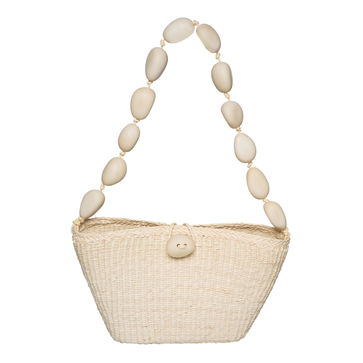 Palma Toquilla Straw Bag with Tagua Bead Handle | Handwoven | Artesano | Artesano