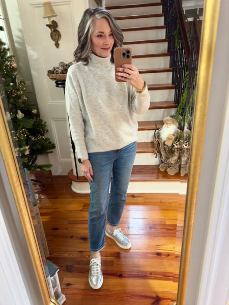 I have 2 of these sweaters from Sam’s Club and LOVE! Wearing a size small. These are my Chico’s crops rolled down. Silver sneakers are a fun touch! 

#LTKover40 #LTKSeasonal #LTKstyletip