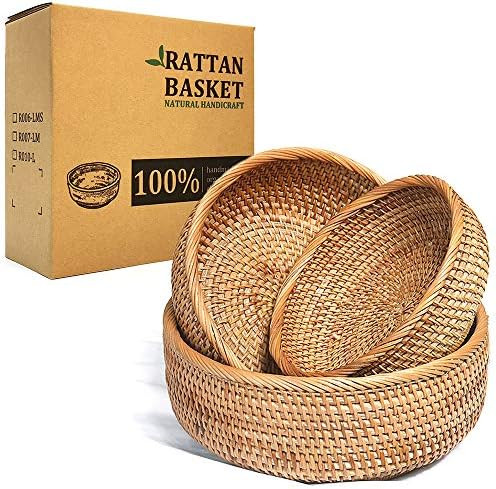 LDG Bread Serving Basket 3 Size Wicker Fruit Basket Rattan Storage Basket Handmade Basket Decorat... | Amazon (US)