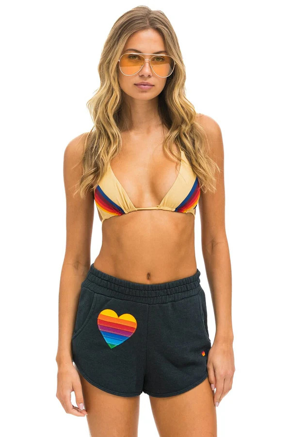 RAINBOW HEART STITCH LOUNGER SHORT - CHARCOAL | Aviator Nation