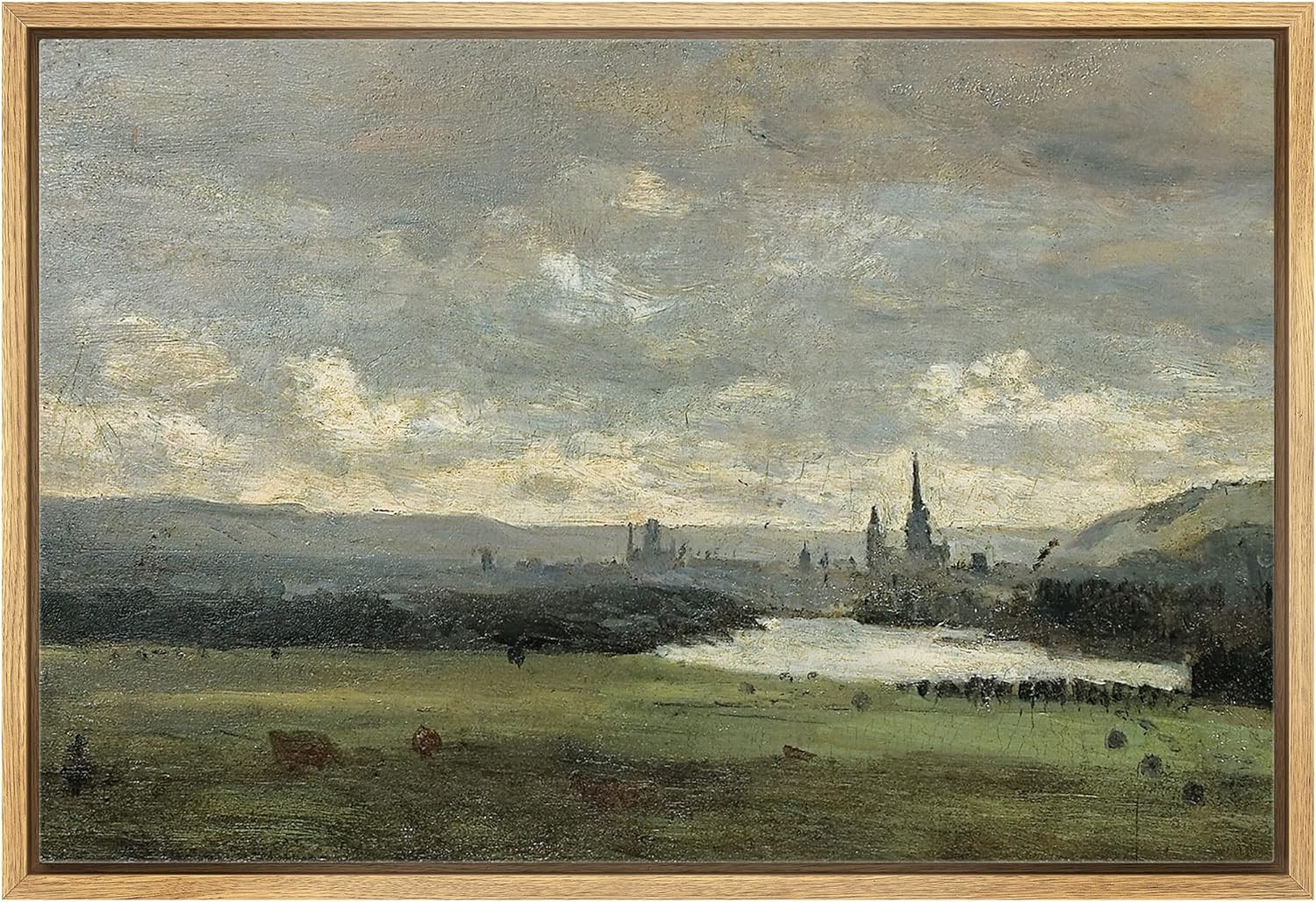 wall26 Framed Canvas Print Wall Art Pastel Storm Cloud Valley Lake Landscape Nature Wilderness Il... | Amazon (US)