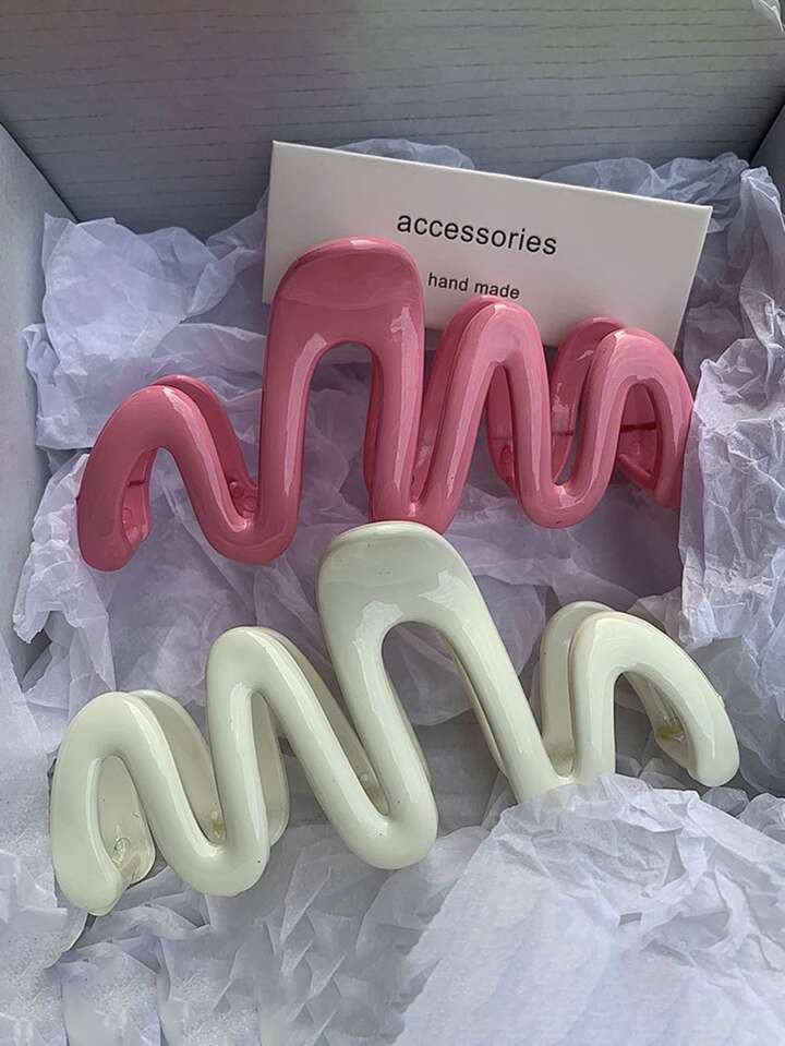 2pcs Simple Wave-shaped High-end Hair Claw Clips | SHEIN