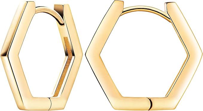 ETREM 14K Gold Plated Huggie Earrings for Women Hoop Stud | Amazon (US)