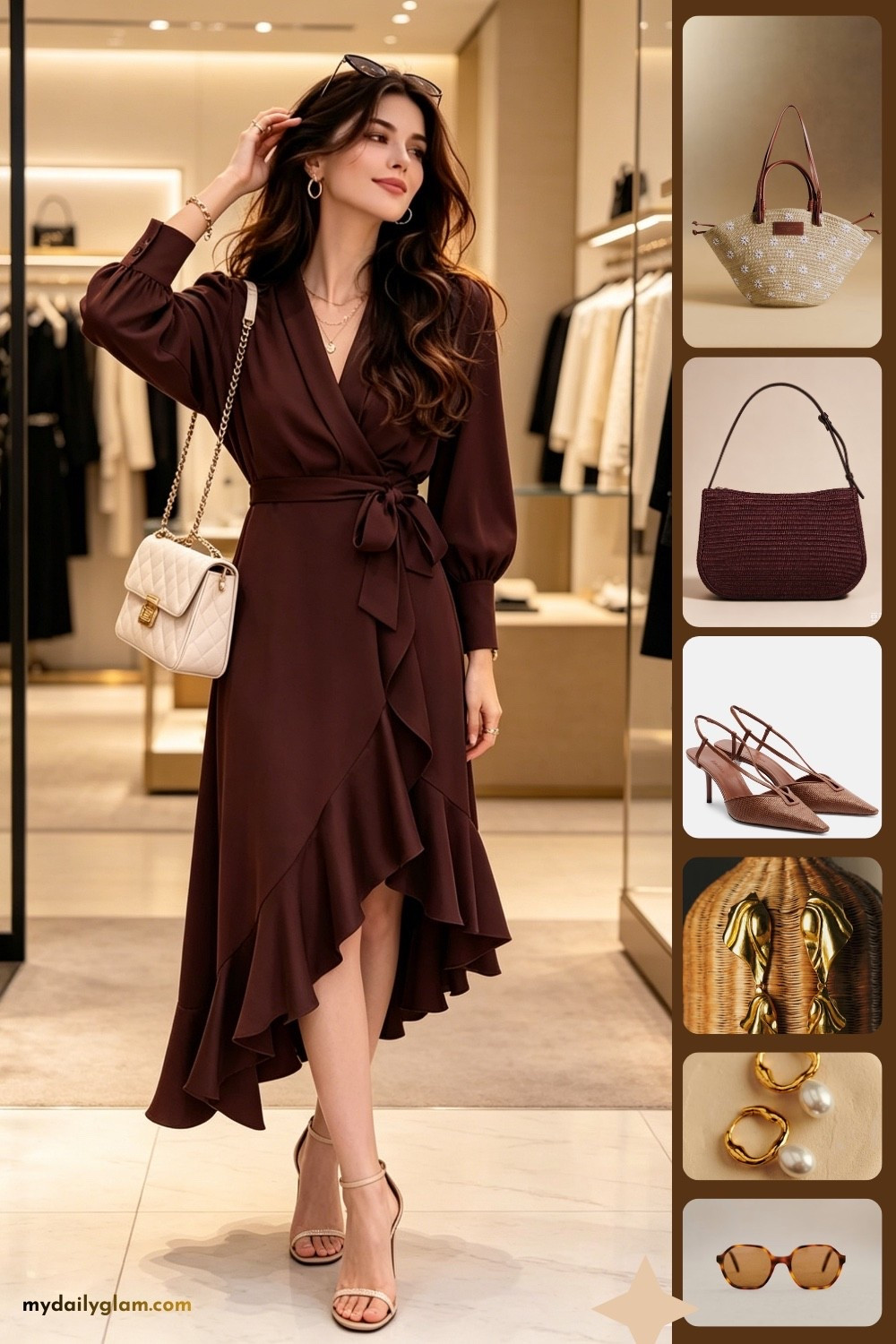 Styled with rich chocolate tones and soft neutrals for that quiet luxury vibe
This wrap-style midi dress is pure understated elegance.
Polished, timeless, and endlessly versatile for every occasion.

Chocolate Brown Wrap Dress, Quiet Luxury Style, Neutral Elevated Outfit
#QuietLuxury #ChocolateBrownDress #ElegantStyle

#LTKootd #LTKOver40 #LTKWorkwear