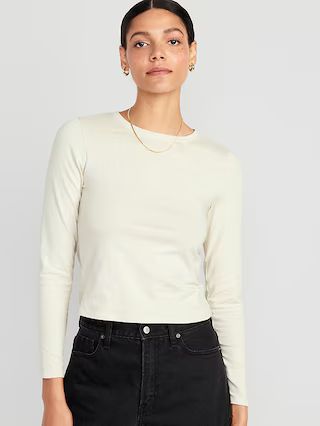 Fitted Long-Sleeve Cropped T-Shirt for Women | Old Navy (US)