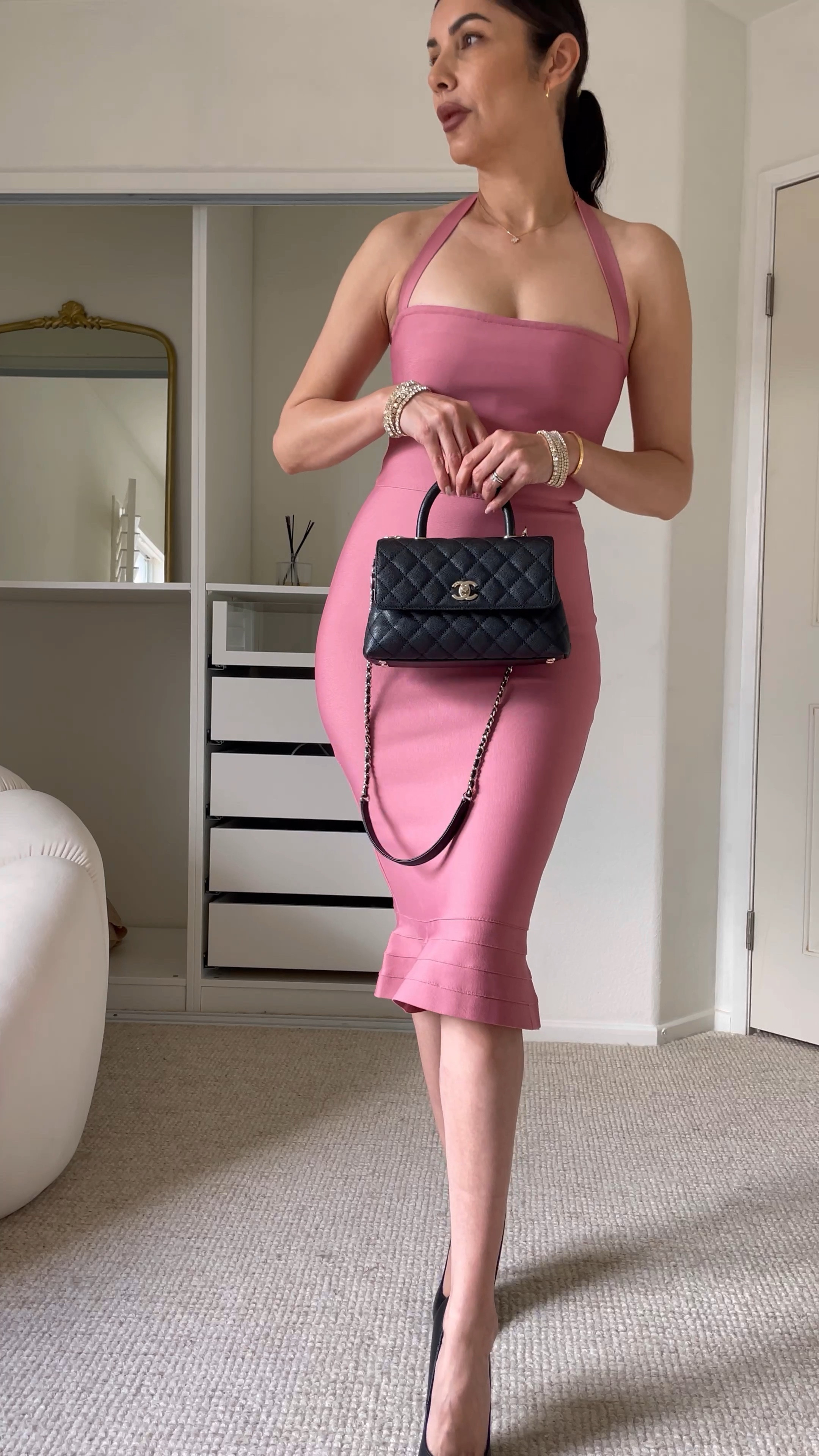 HOLIDAY OUTFIT IDEA 💡🌸- A gorgeous dress from @amazonfashion perfect for the upcoming holidays ✨

➡️Reply “LINKS” on the comments section, and I will send you the links of the outfit directly to your DM
.
This dress is well made with a elegant design. The material is stretchy and thick howeveryou need a slip or shapewear underneath to smooth everything out and have a polished look.More colors available.

➡️ PINK DRESS: Wearing size S
➡️HEELS : size up, they run small
➡️SET OF TENNIS BRACELETS: these are from Zara, below are similar 

➫ MY BODY MEASUREMENTS FOR YOUR REFERENCE
Bra: 32C (81 cm)
Waist:26” (66 cm)
Hips: 38” (96.5 cm)
Height: 5’7” (170 cm)

➫  Follow my blog TheAllureEdition.com for more outfit ideas, fashion, home and lifestyle. 

➫  Follow me @TheAllureEdition for more Outfit Ideas, Discounts and Codes, Fashion, Amazon fashion, Beauty, Home and  Lifestyle. 

➫  #liketkit @shop.ltk #theallureedition 
Target finds. Classy outfits. Workwear outfits. Casual outfits. Fall outfts. Winter outfit ideas. #fashionreels #holidaydress #amazonfashion #holidayoutfit

#LTKCyberWeek #LTKVideo #LTKfindsunder100