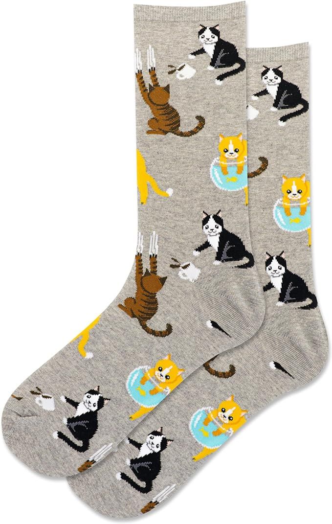 Hot Sox Women's Fun Cat Lovers Crew Socks-1 Pair Pack-Cool & Cute Wordplay Novelty Gifts | Amazon (US)