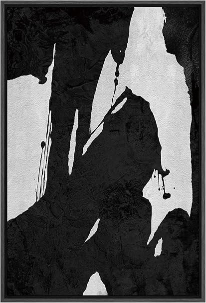 SIGNFORD Framed Canvas Wall Art Blotchy Ink Stroke with Line, Texture Abstract Brushstroke Illust... | Amazon (US)