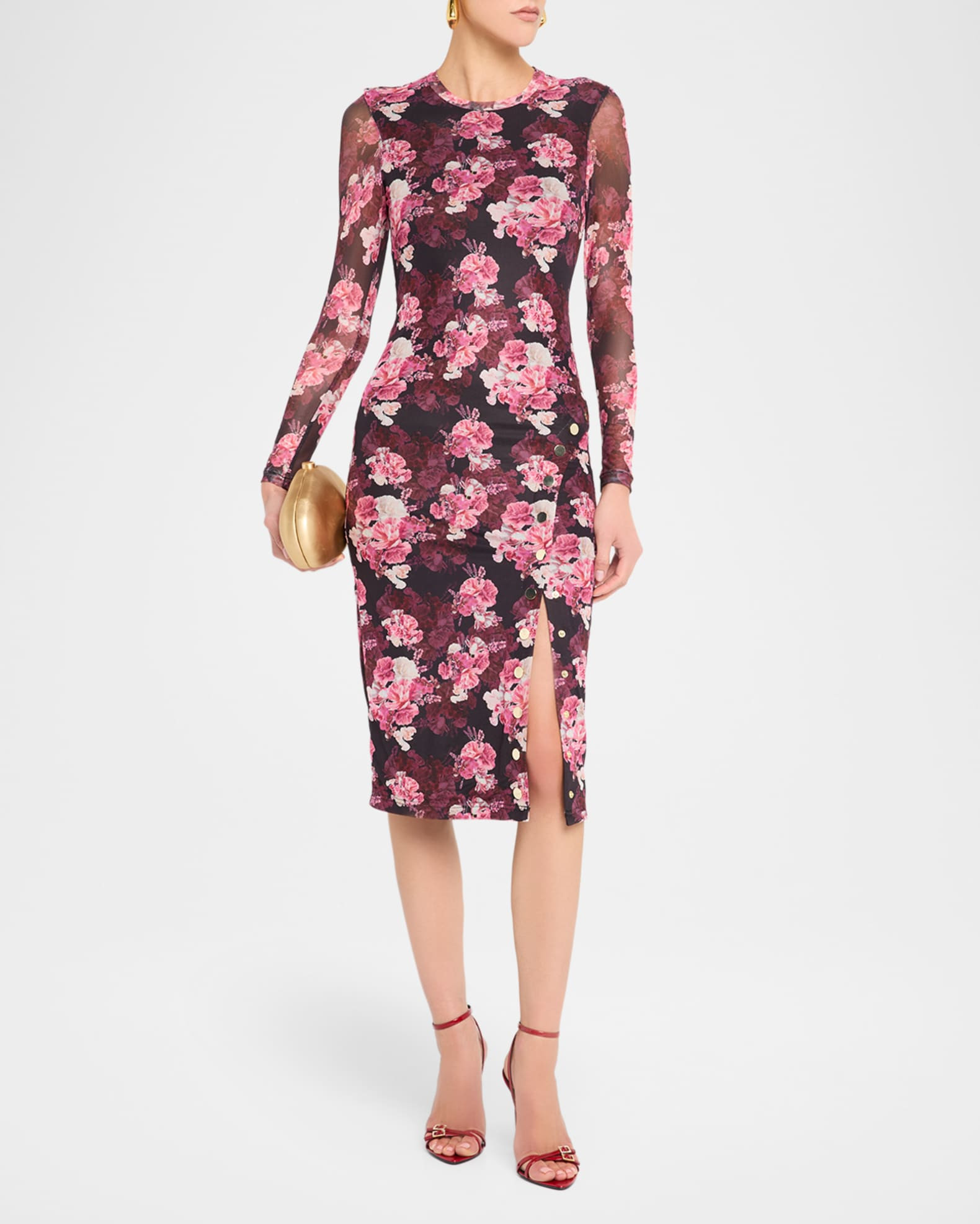 Monique Floral Bodycon Midi Dress | Neiman Marcus