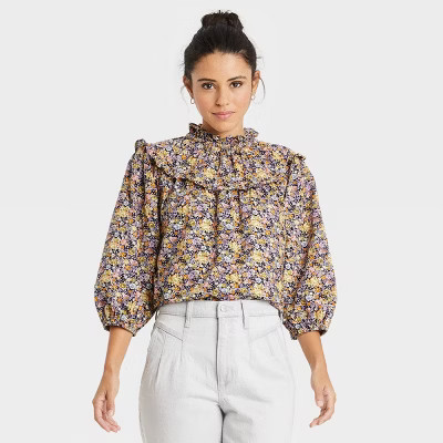 Women's Balloon 3/4 Sleeve Yoke Blouse - Universal Thread™ | Target