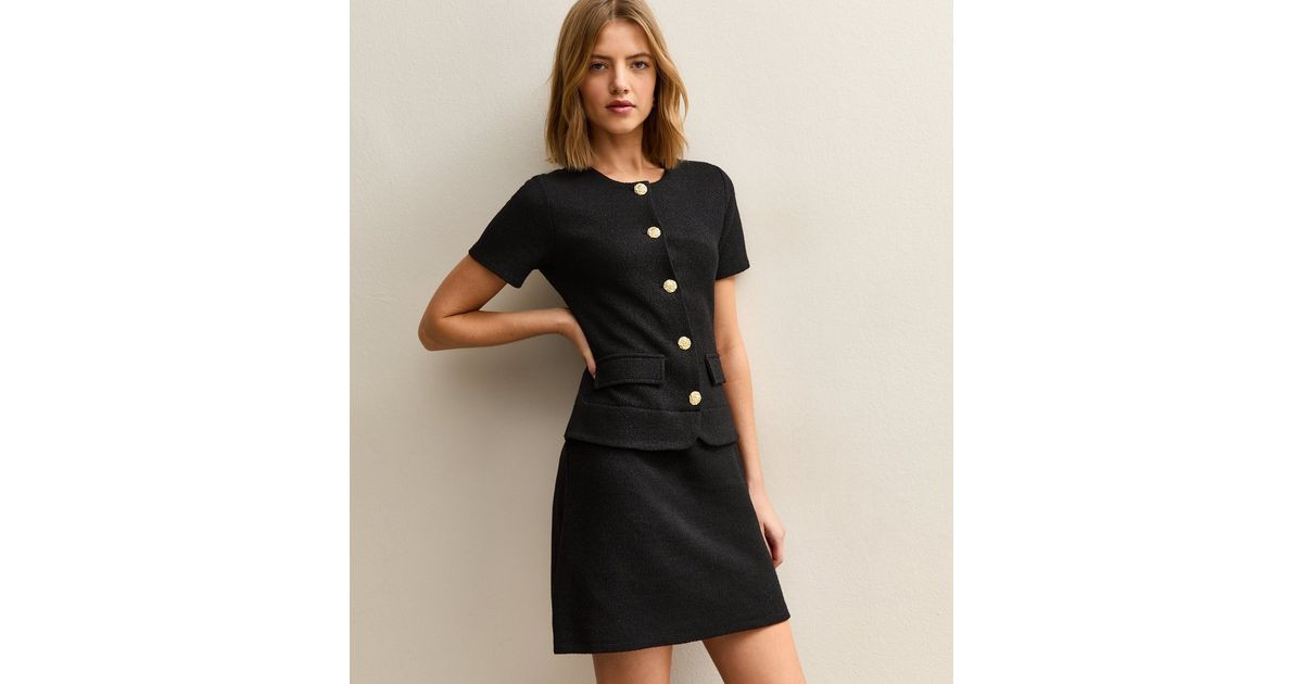 Black Sparkly Jacquard 2 In 1 Mini Dress | New Look | New Look (UK)