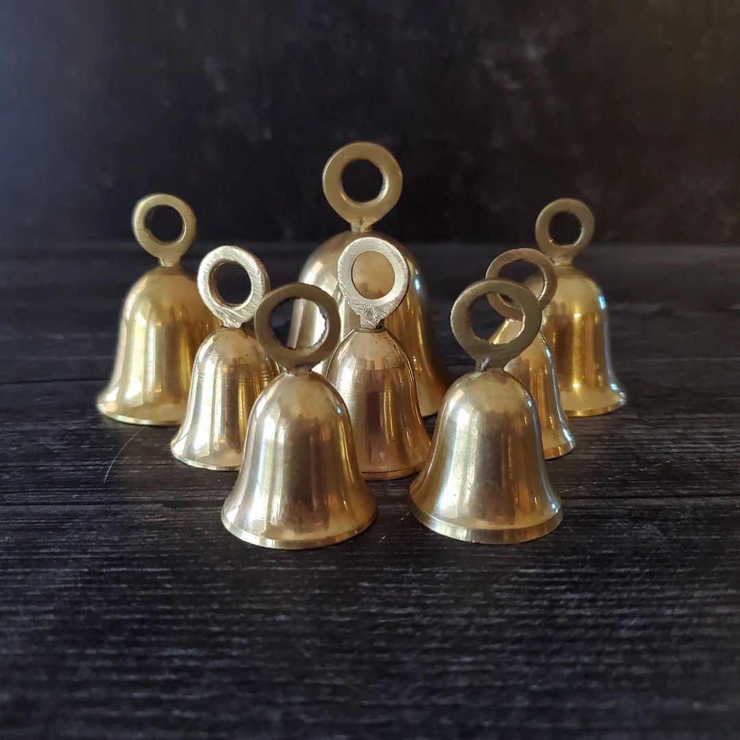 Vintage bell collection.  Set of 8 small brass bells. | Etsy (US)