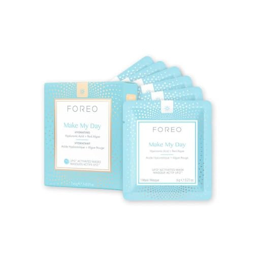 FOREO Make My Day UFO Activated Facial Mask for Dry Dehydrated Skin, 7 pack, Moisturizing & Anti-pollution, Hyaluronic Acid & Red Algae, Clean Formula, Cruelty-free, Compatible with all UFO devices | Amazon (US)