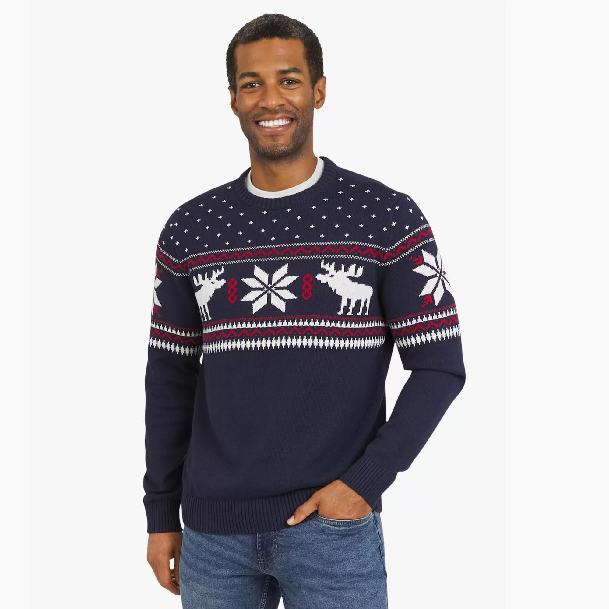 Men's Chaps Crewneck Holiday Moose Sweater | Kohl's