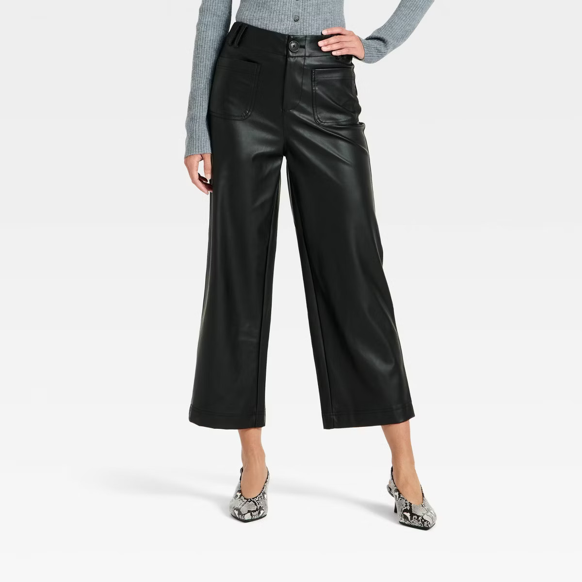 Women's Faux Leather Sailor Pants - A New Day™ Black 2 | Target