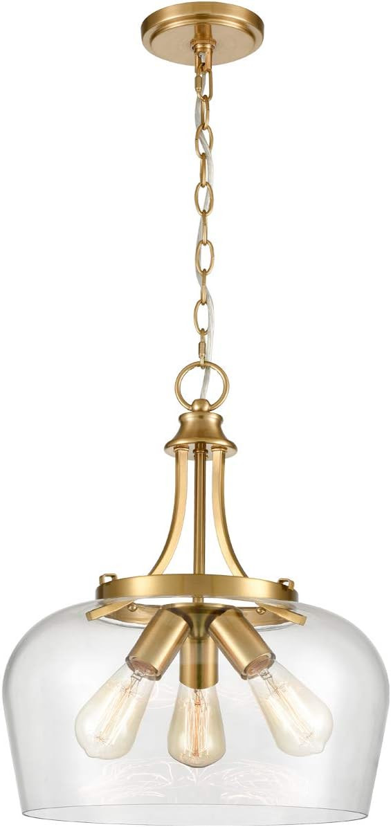 3-Light Modern Ceiling Pendant Light, Industrial Clear Glass Pendant Lighting with Length-Adjusta... | Amazon (US)