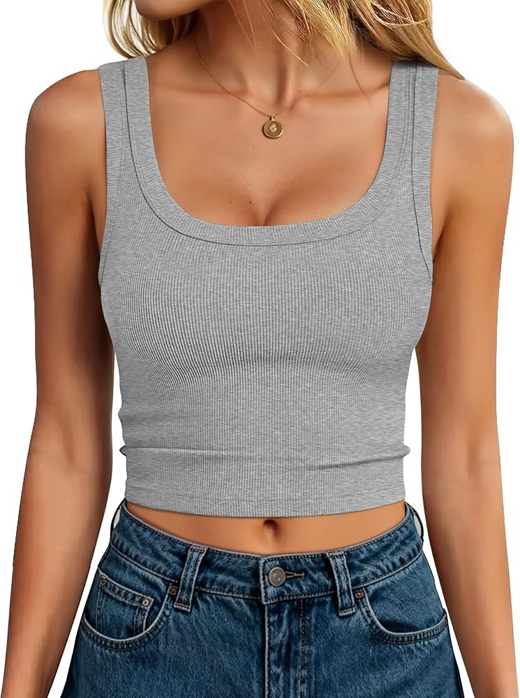 ANRABESS Womens Crop Tank Tops, Soft Breathable Ribbed Slim Fit, Comfy for Basic,Casual,Going Out... | Amazon (US)