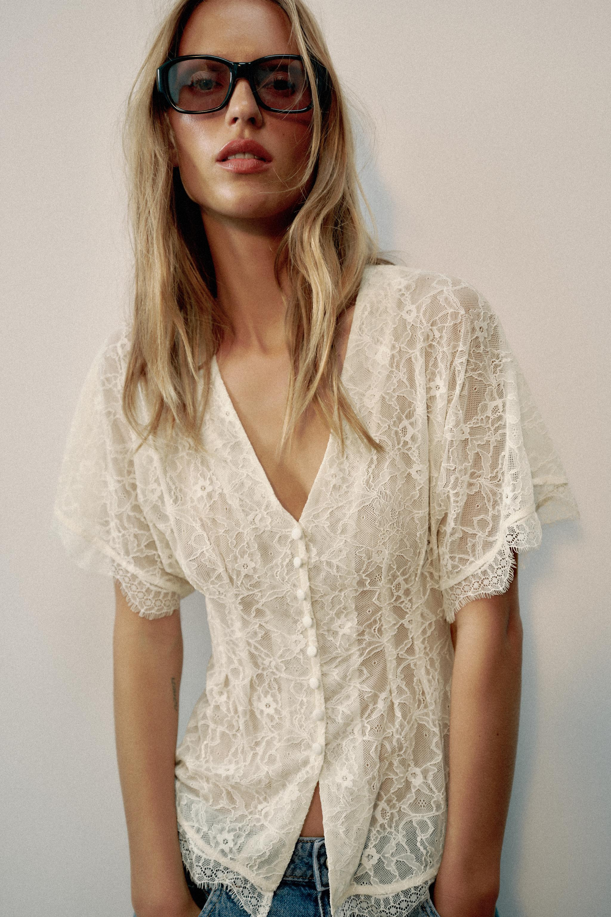 LACE BUTTON TOP | Zara US