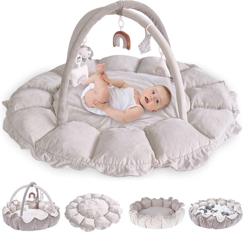 5-in-1 Convertible Baby Play Gym with 6 Toys, Tummy Time Mat for Sensory Development, Baby Activi... | Amazon (US)