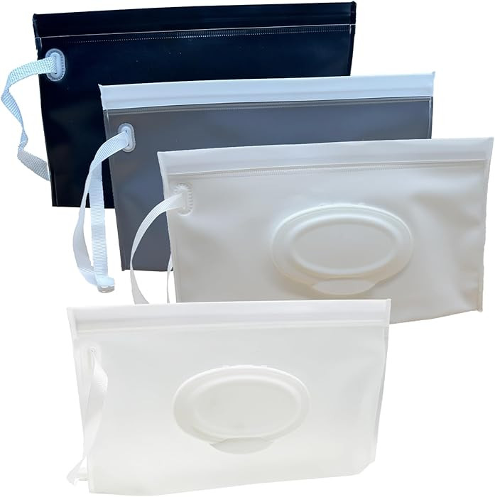 Baby Wet Wipes Pouches, 4 Pcs Baby Wet Wipes Dispensers, Travel Wet Wipes Bags Cases, Reusable Re... | Amazon (US)