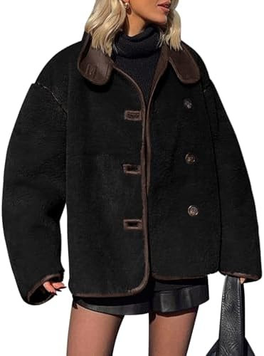 Tankaneo Womens Faux Fur Jackets Warm Winter Casual Button Down Stand Collar Long Sleeve Shaggy O... | Amazon (US)