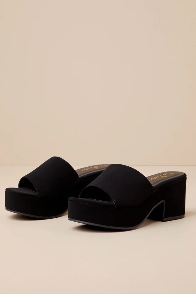 Belamie Black Suede Platform Slide Sandals | Lulus