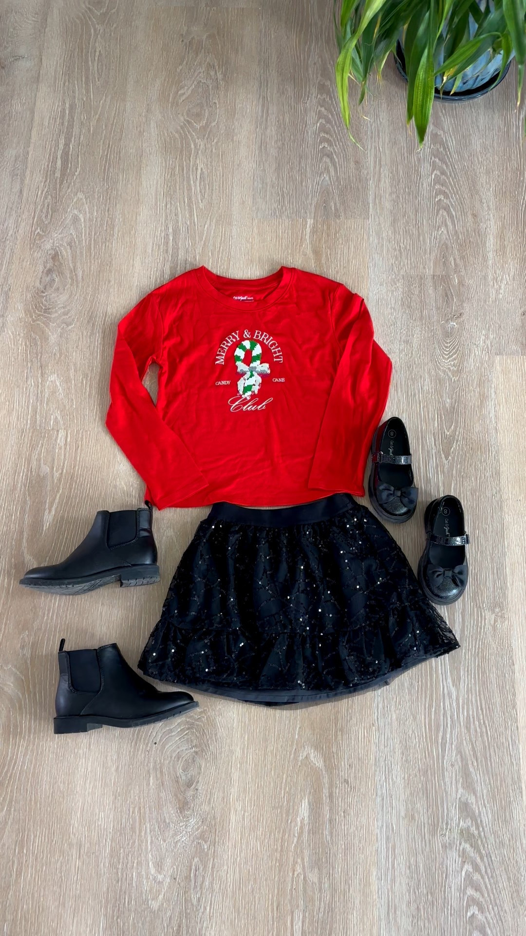 Girls' Long Sleeve Christmas Candy Cane Flip Sequin T-Shirt Paired with a black sequin skirt and either black Chelsea boots or sweet Mary Jane bow shoes — this outfit is perfect for the holidays! Sparkly, fun, and totally photo-ready for all the festive moments. 🎁❤️
#HolidayStyle #KidsFashion #LTKKids #GirlsOutfit #ChristmasOutfit #FestiveStyle #MiniStyle #ToddlerFashion #LTKHoliday #HolidayReady #KidsWardrobe #ChristmasStyle #LTKFamily #SequinStyle

#LTKKids #LTKSeasonal #LTKFindsUnder50