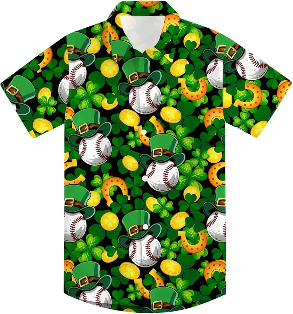UNICOMIDEA Boys St. Patrick's Day Shirt Kids Green Shirts Short Sleeve Button Down Tops 5-14 Year... | Amazon (US)