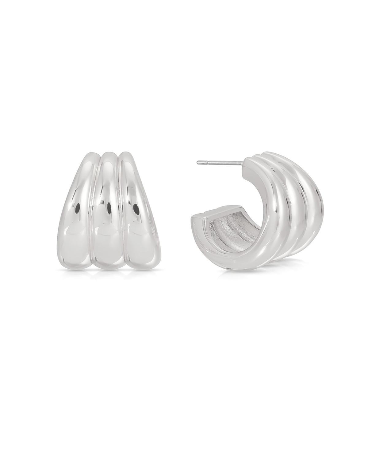 Ettika Triple Ribbed Hoops Earrings - Silver | Macy's