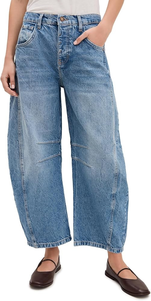 Free People Women's Good Luck Mid-Rise Barrel Jeans | Amazon (US)