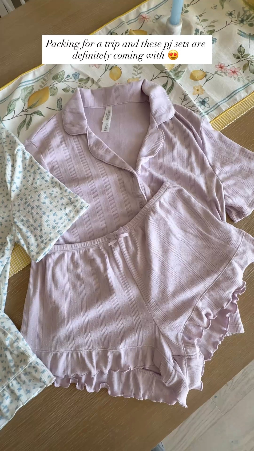These pointelle short pajama sets are SO SOFT ☁️☁️☁️!! And they come in navy, black, purple and the prettiest vintage blue floral block print 😍 it’s giving cousins beach vibes ⛅️! Ordered size small runs tts 

Wild fable 
Target 
Under 25 
Pack with me
Traveling 

#LTKTravel #LTKPetite #LTKFindsUnder50
