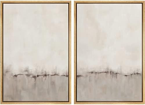 MUDECOR Framed Canvas Print Wall Art Set Watercolor Pastel Duotone Tan Landscape Abstract Shapes ... | Amazon (US)